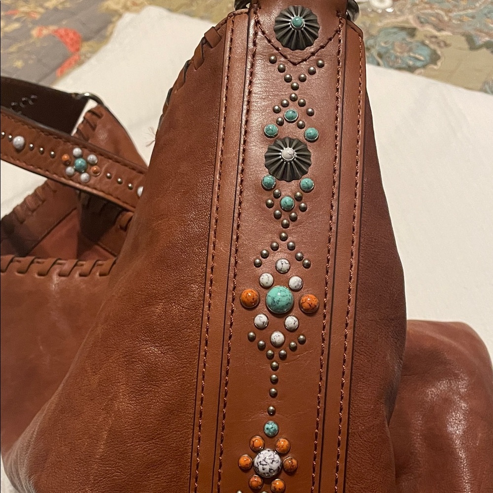 FRYE AND CO. Brown Leather Hobo with Studded Accent Strap - Picture 2 of 7